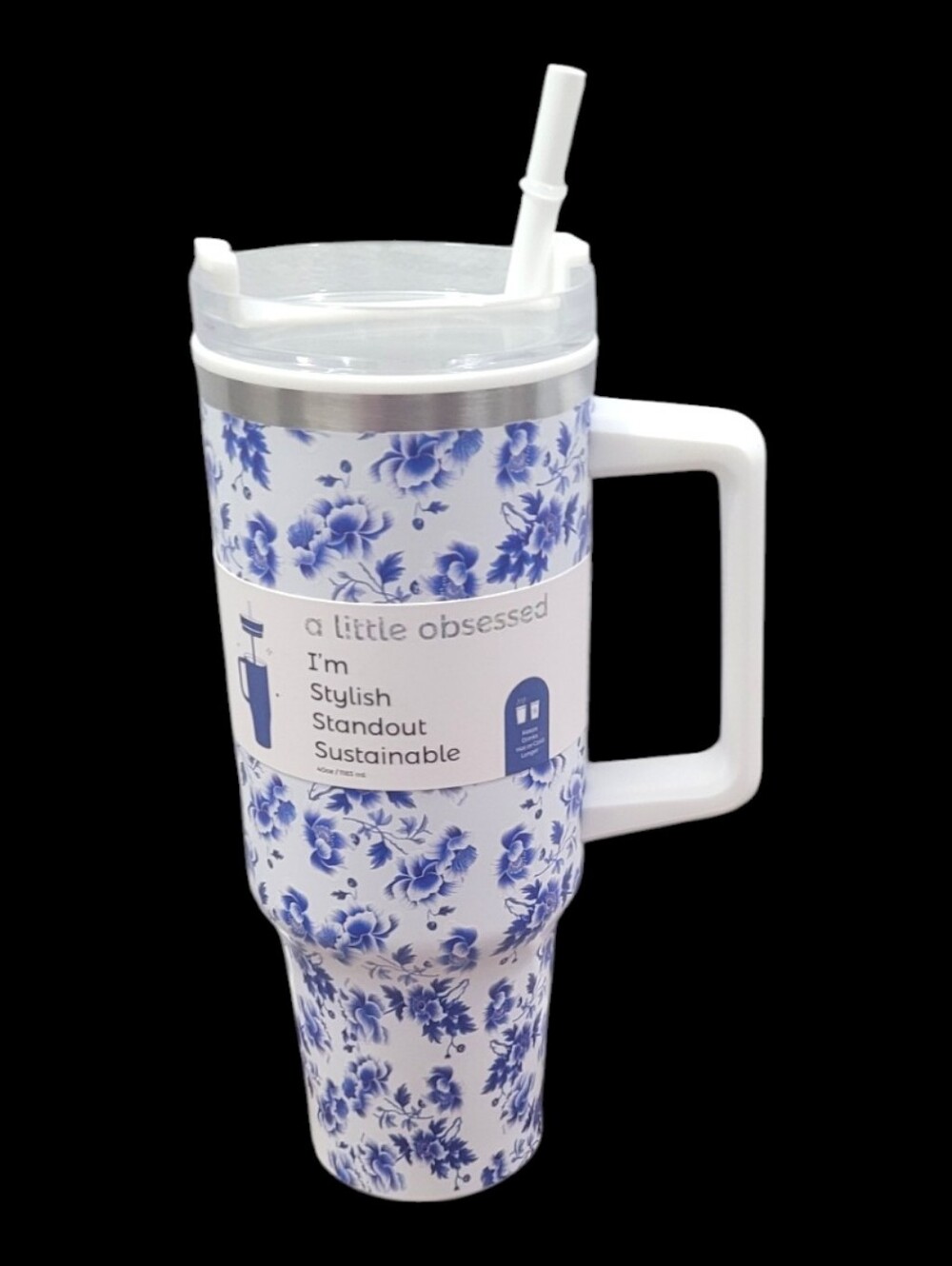 Orly Corp. Sustainable, "Blue Bouquet" Stainless SteelTumbler